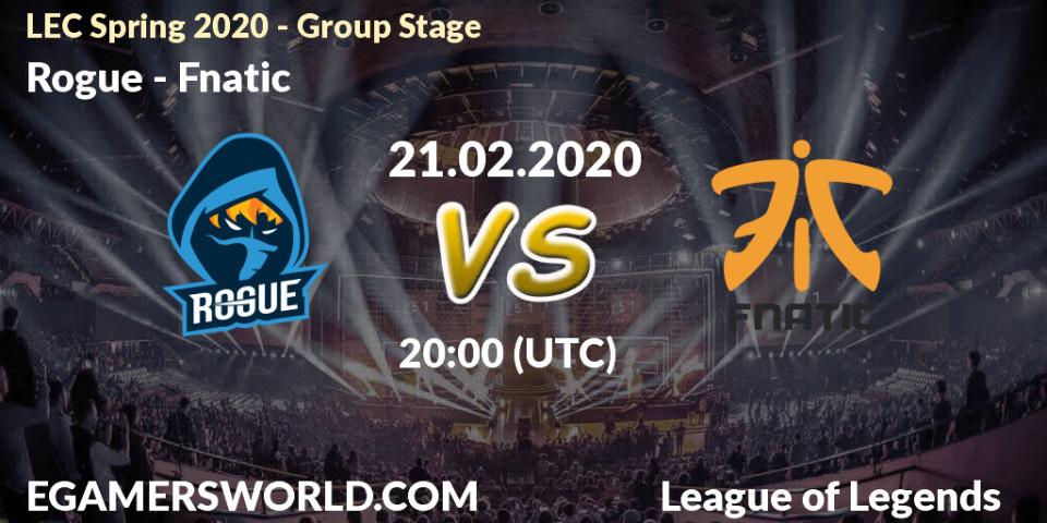 Rogue - Fnatic: прогноз. 21.02.20, LoL, LEC Spring 2020 - Group Stage