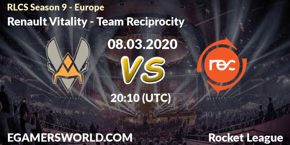 Renault Vitality - Team Reciprocity: прогноз. 08.03.20, Rocket League, RLCS Season 9 - Europe