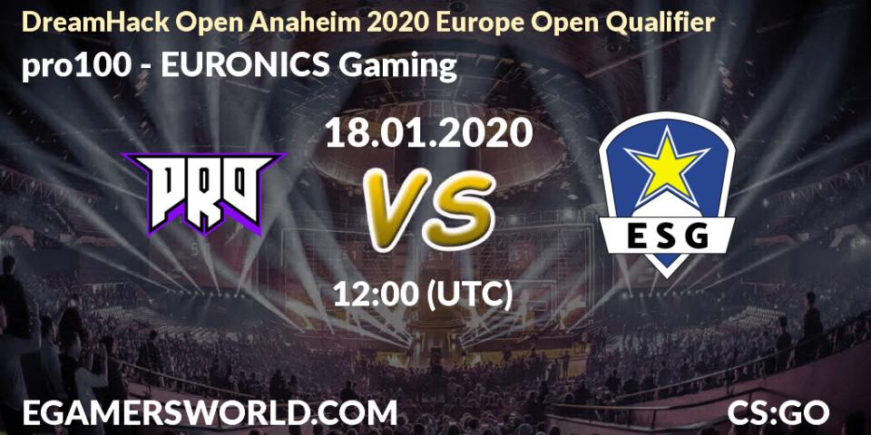 pro100 - EURONICS Gaming: прогноз. 18.01.20, CS2 (CS:GO), DreamHack Open Anaheim 2020 Europe Open Qualifier