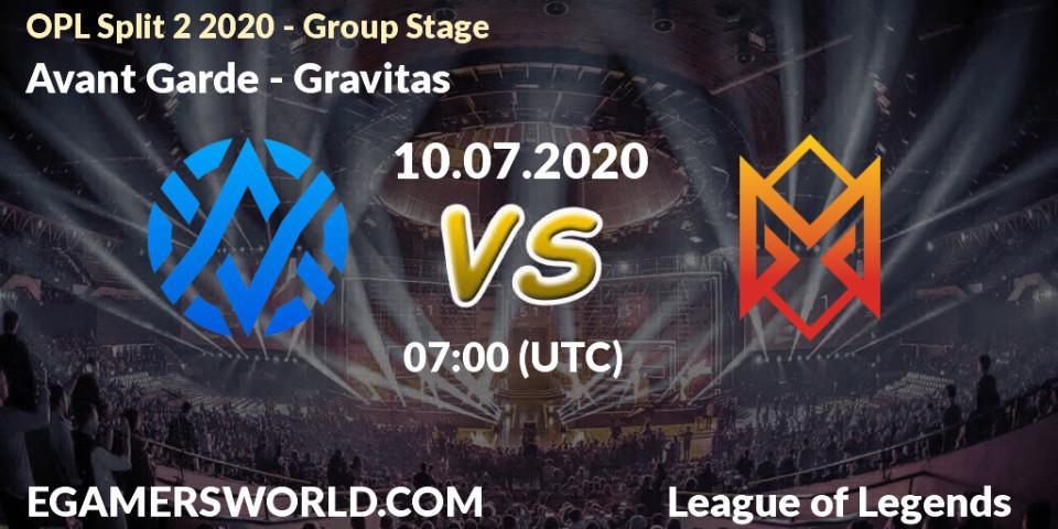 Avant Garde - Gravitas: прогноз. 10.07.20, LoL, OPL Split 2 2020 - Group Stage