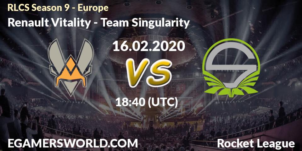 Renault Vitality - Team Singularity: прогноз. 16.02.20, Rocket League, RLCS Season 9 - Europe