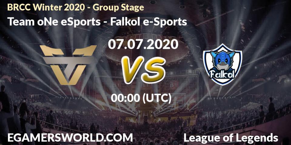 Team oNe eSports - Falkol e-Sports: прогноз. 07.07.20, LoL, BRCC Winter 2020 - Group Stage