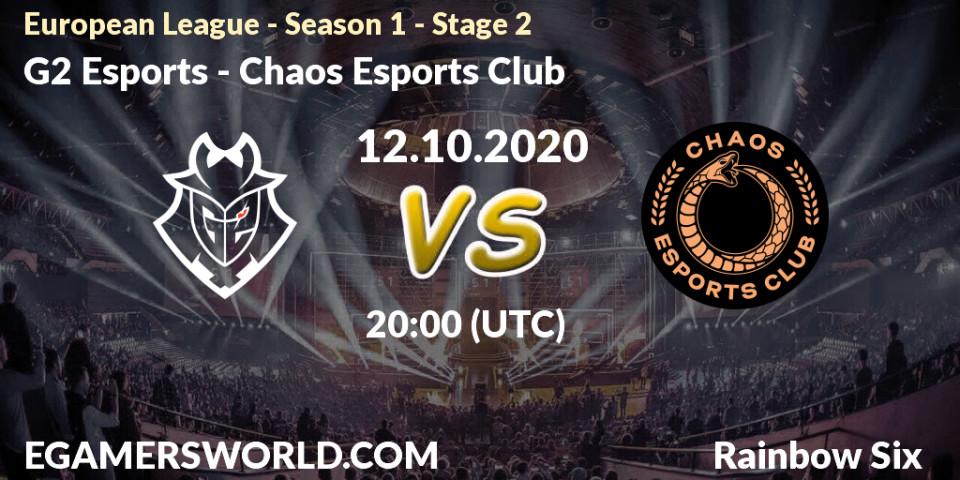 G2 Esports - Chaos Esports Club: прогноз. 12.10.20, Rainbow Six, European League - Season 1 - Stage 2