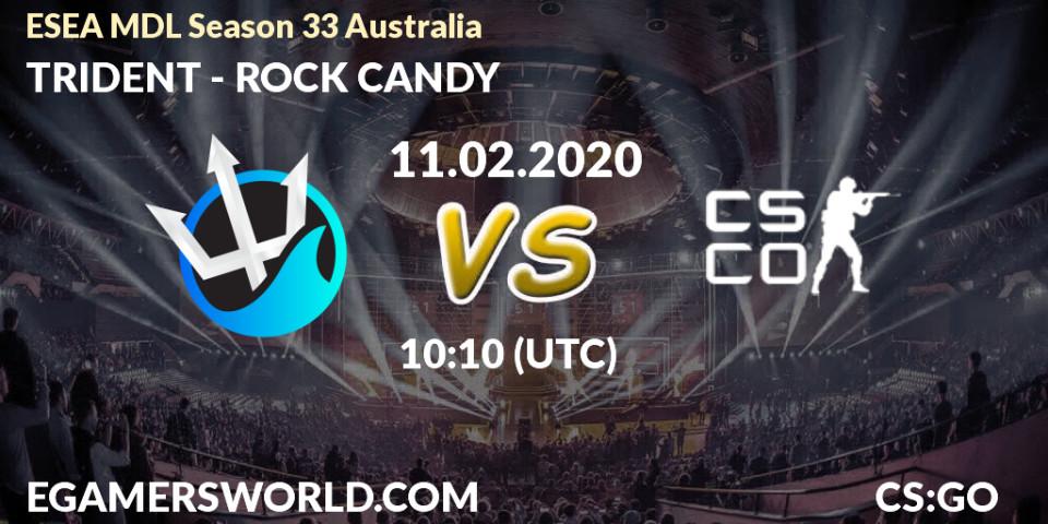 TRIDENT - ROCK CANDY: прогноз. 11.02.20, CS2 (CS:GO), ESEA MDL Season 33 Australia