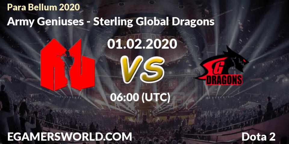 Army Geniuses - Sterling Global Dragons: прогноз. 01.02.20, Dota 2, Para Bellum 2020