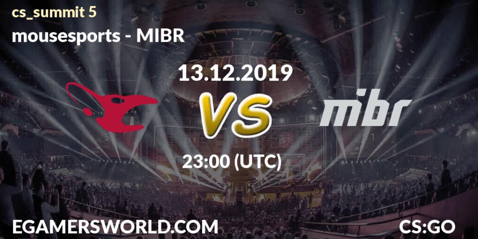 mousesports - MIBR: прогноз. 14.12.19, CS2 (CS:GO), cs_summit 5