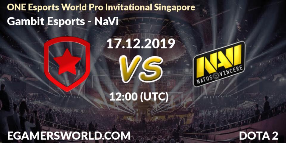 Gambit Esports - NaVi: прогноз. 17.12.19, Dota 2, ONE Esports World Pro Invitational Singapore