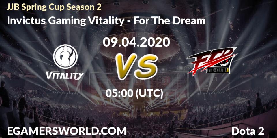Invictus Gaming Vitality - For The Dream: прогноз. 09.04.20, Dota 2, JJB Spring Cup Season 2