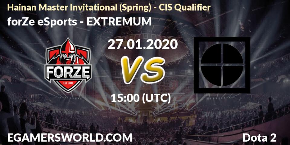 forZe eSports - EXTREMUM: прогноз. 27.01.20, Dota 2, Hainan Master Invitational (Spring) - CIS Qualifier