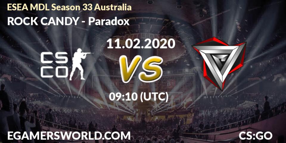 ROCK CANDY - Paradox: прогноз. 11.02.20, CS2 (CS:GO), ESEA MDL Season 33 Australia
