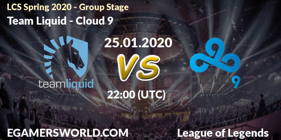 Team Liquid - Cloud 9: прогноз. 25.01.20, LoL, LCS Spring 2020 - Group Stage