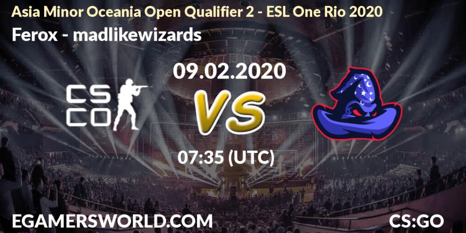 Ferox - madlikewizards: прогноз. 09.02.20, CS2 (CS:GO), Asia Minor Oceania Open Qualifier 2 - ESL One Rio 2020