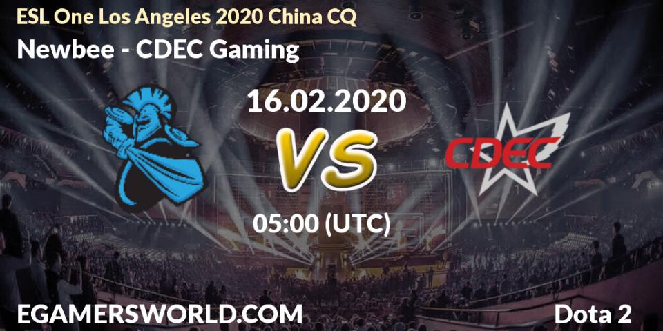 Newbee - CDEC Gaming: прогноз. 16.02.20, Dota 2, ESL One Los Angeles 2020 China CQ