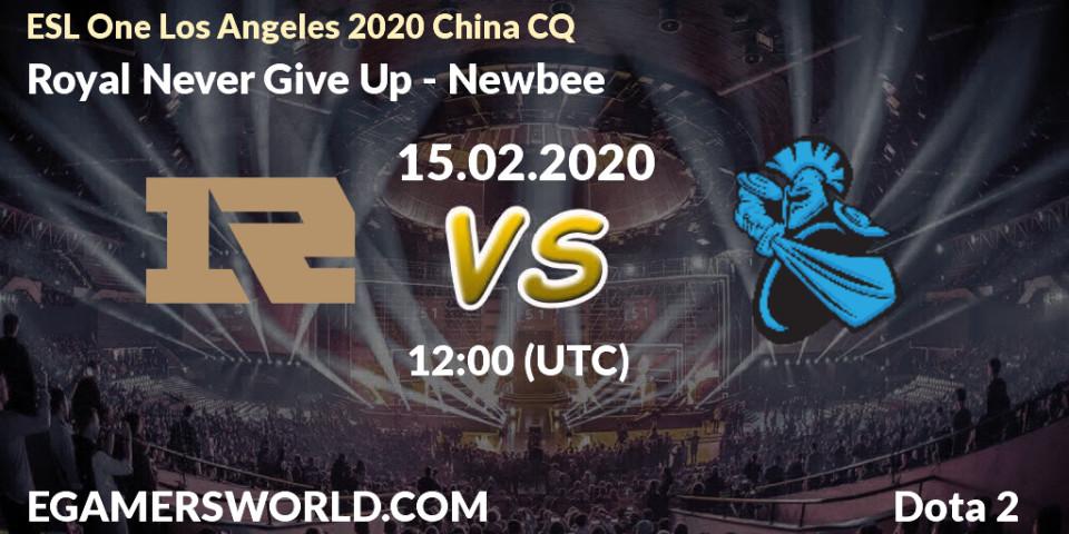 Royal Never Give Up - Newbee: прогноз. 14.02.20, Dota 2, ESL One Los Angeles 2020 China CQ
