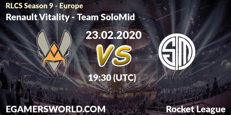 Renault Vitality - Team SoloMid: прогноз. 23.02.20, Rocket League, RLCS Season 9 - Europe