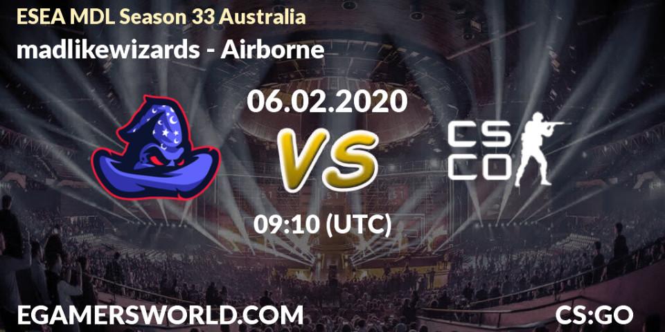 madlikewizards - Airborne: прогноз. 06.02.20, CS2 (CS:GO), ESEA MDL Season 33 Australia