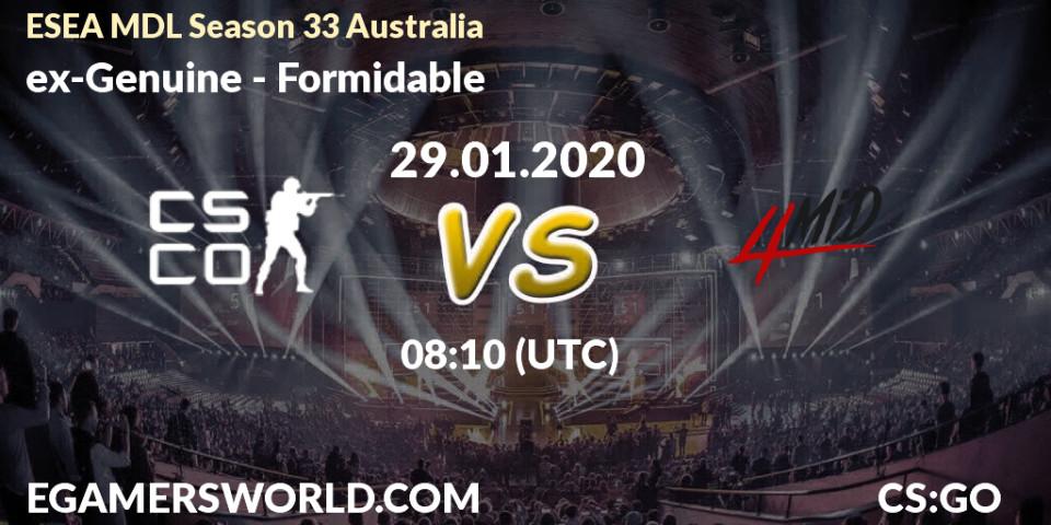 ex-Genuine - Formidable: прогноз. 29.01.20, CS2 (CS:GO), ESEA MDL Season 33 Australia