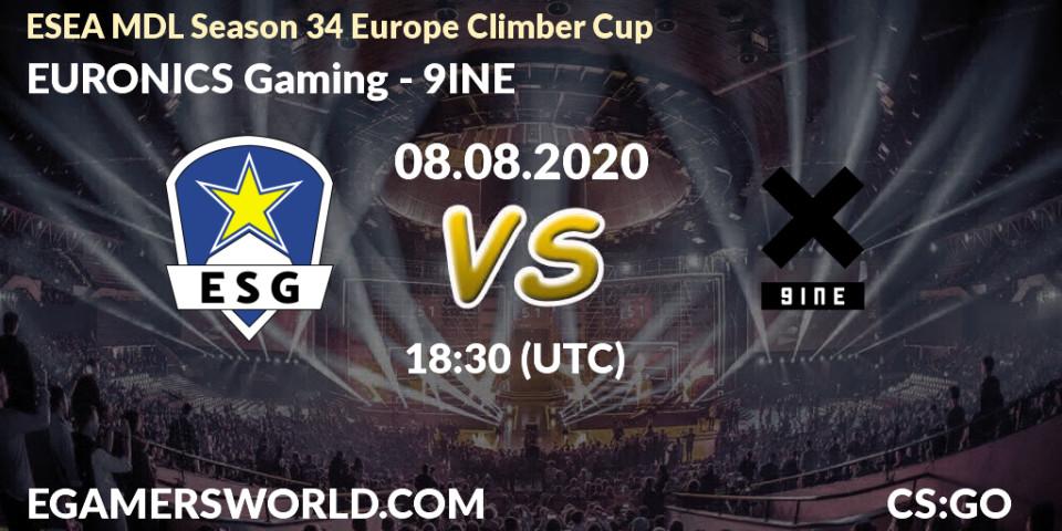 EURONICS Gaming - 9INE: прогноз. 08.08.20, CS2 (CS:GO), ESEA MDL Season 34 Europe Climber Cup