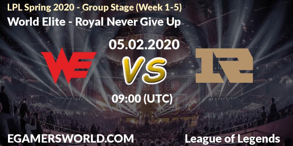 World Elite - Royal Never Give Up: прогноз. 15.03.20, LoL, LPL Spring 2020 - Group Stage (Week 1-4)