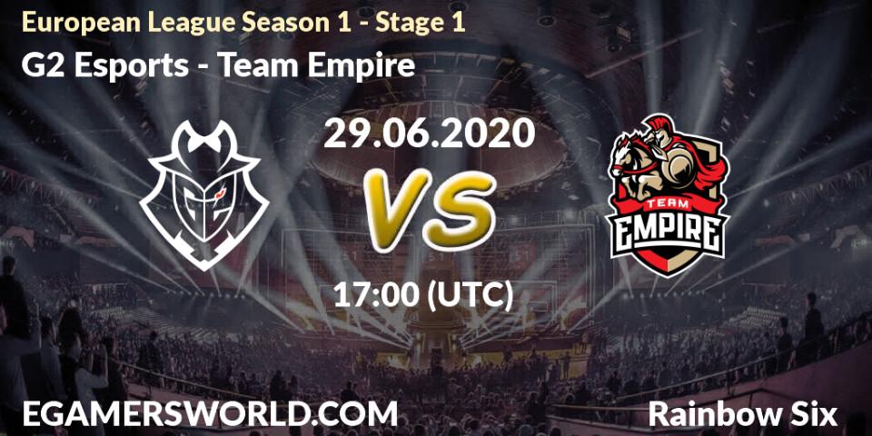 G2 Esports - Team Empire: прогноз. 29.06.20, Rainbow Six, European League Season 1 - Stage 1