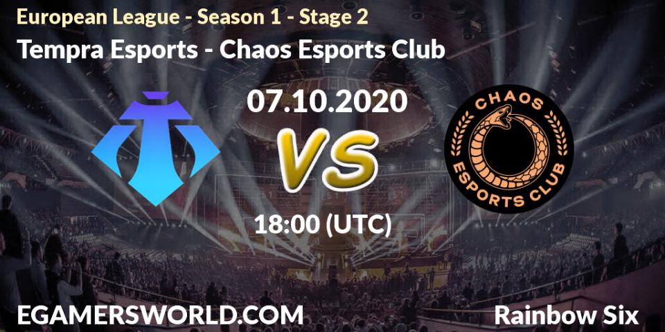Tempra Esports - Chaos Esports Club: прогноз. 07.10.20, Rainbow Six, European League - Season 1 - Stage 2