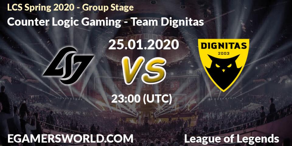 Counter Logic Gaming - Team Dignitas: прогноз. 25.01.20, LoL, LCS Spring 2020 - Group Stage