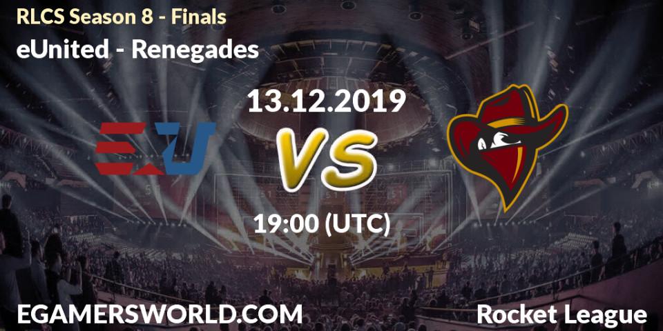 eUnited - Renegades: прогноз. 13.12.19, Rocket League, RLCS Season 8 - Finals