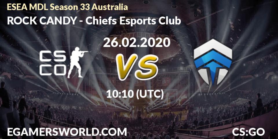 ROCK CANDY - Chiefs Esports Club: прогноз. 26.02.20, CS2 (CS:GO), ESEA MDL Season 33 Australia