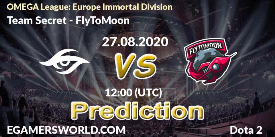 Team Secret - FlyToMoon: прогноз. 27.08.20, Dota 2, OMEGA League: Europe Immortal Division