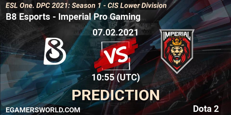 B8 Esports - Imperial Pro Gaming: прогноз. 07.02.21, Dota 2, ESL One. DPC 2021: Season 1 - CIS Lower Division
