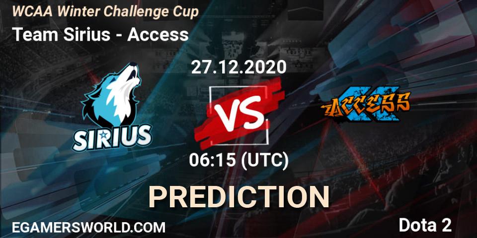 Team Sirius - Access: прогноз. 27.12.20, Dota 2, WCAA Winter Challenge Cup