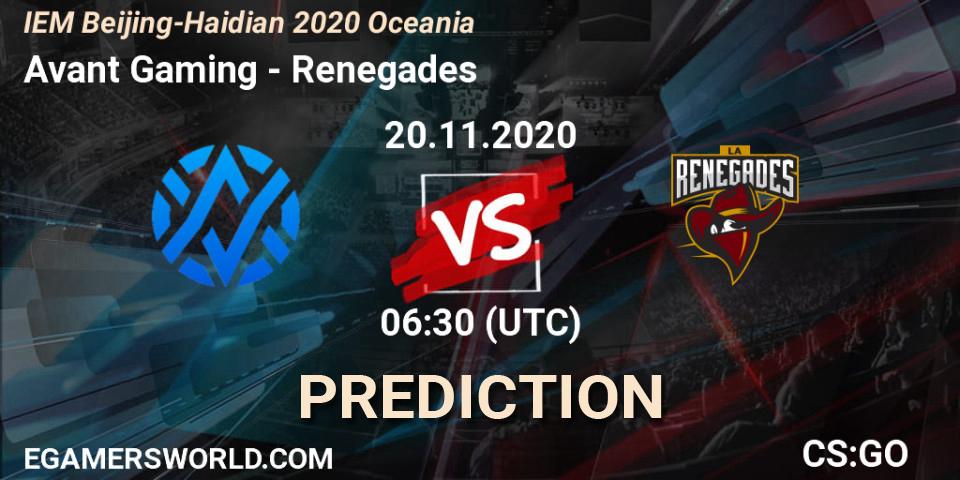 Avant Gaming - Renegades: прогноз. 20.11.20, CS2 (CS:GO), IEM Beijing-Haidian 2020 Oceania