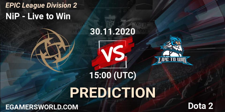 NiP - Live to Win: прогноз. 30.11.20, Dota 2, EPIC League Division 2