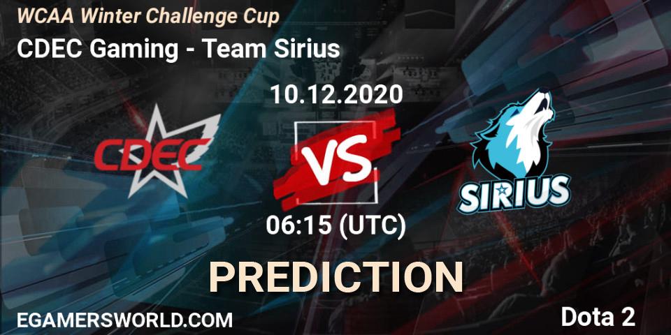 CDEC Gaming - Team Sirius: прогноз. 10.12.20, Dota 2, WCAA Winter Challenge Cup