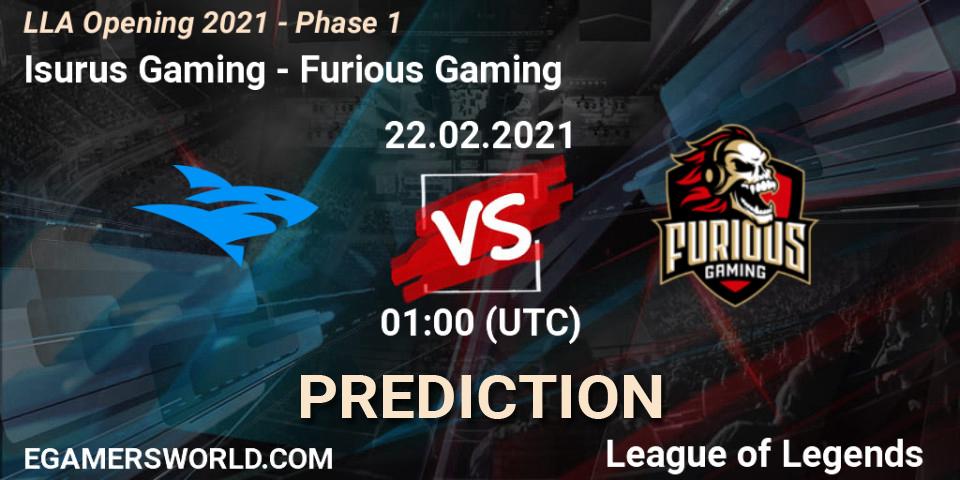 Isurus Gaming - Furious Gaming: прогноз. 22.02.21, LoL, LLA Opening 2021 - Phase 1