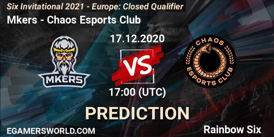 Mkers - Chaos Esports Club: прогноз. 17.12.20, Rainbow Six, Six Invitational 2021 - Europe: Closed Qualifier