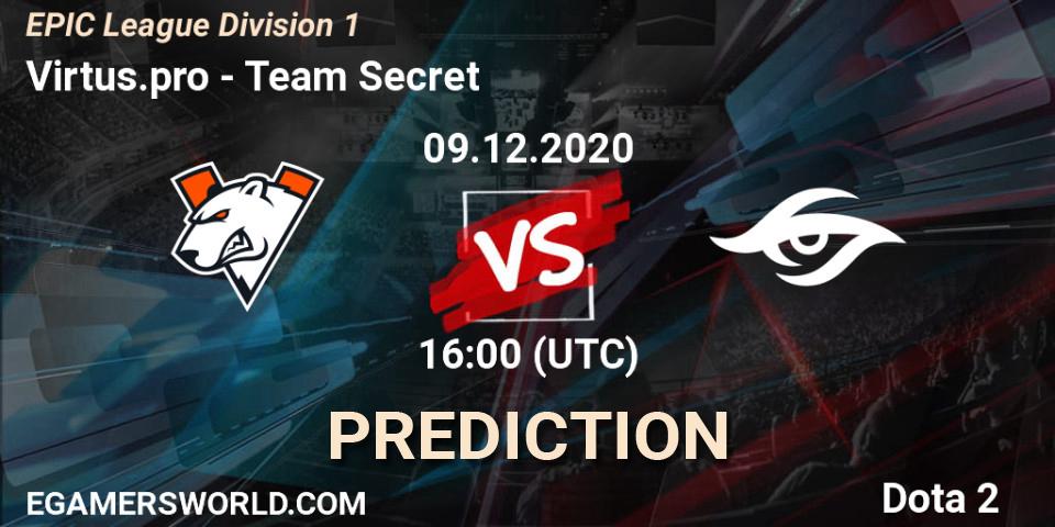 Virtus.pro - Team Secret: прогноз. 09.12.20, Dota 2, EPIC League Division 1