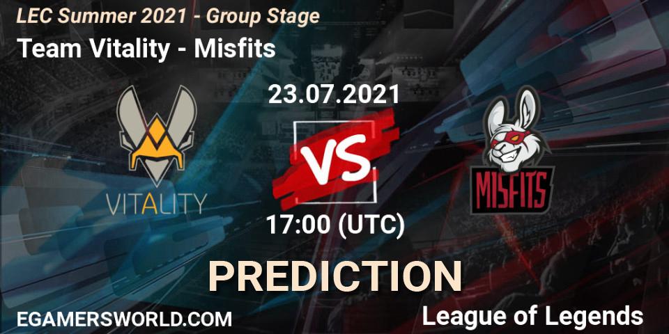 Team Vitality - Misfits: прогноз. 23.07.21, LoL, LEC Summer 2021 - Group Stage