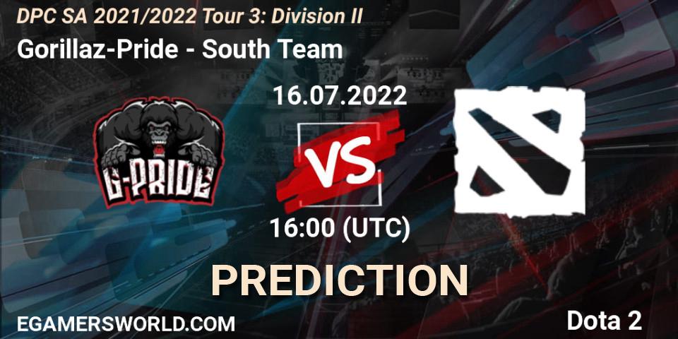 Gorillaz-Pride - South Team: прогноз. 16.07.22, Dota 2, DPC SA 2021/2022 Tour 3: Division II