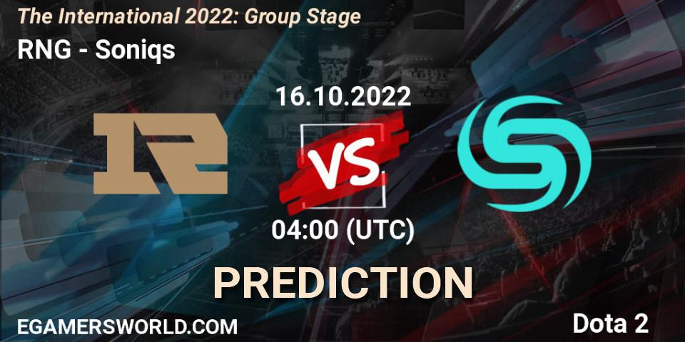 RNG - Soniqs: прогноз. 16.10.22, Dota 2, The International 2022: Group Stage