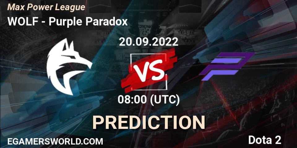 WOLF - Purple Paradox: прогноз. 20.09.22, Dota 2, Max Power League