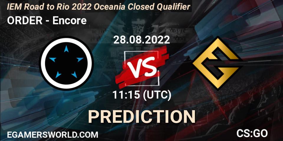 ORDER - Encore: прогноз. 28.08.22, CS2 (CS:GO), IEM Road to Rio 2022 Oceania Closed Qualifier