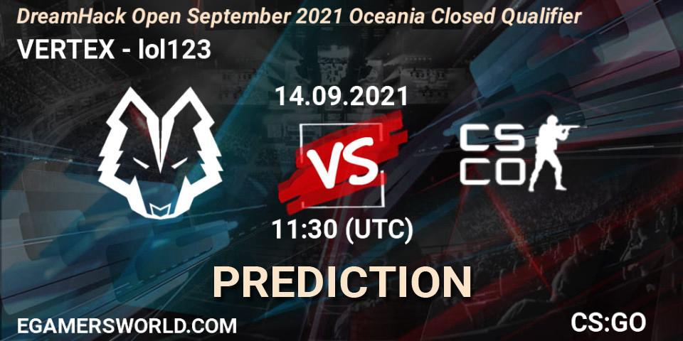 VERTEX - lol123: прогноз. 14.09.21, CS2 (CS:GO), DreamHack Open September 2021 Oceania Closed Qualifier