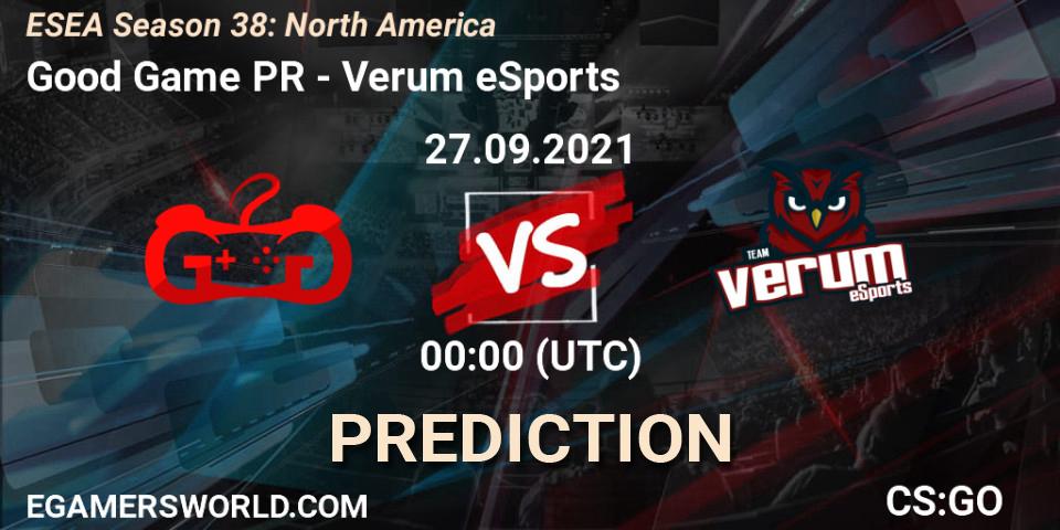 Good Game PR - Verum eSports: прогноз. 29.09.21, CS2 (CS:GO), ESEA Season 38: North America 