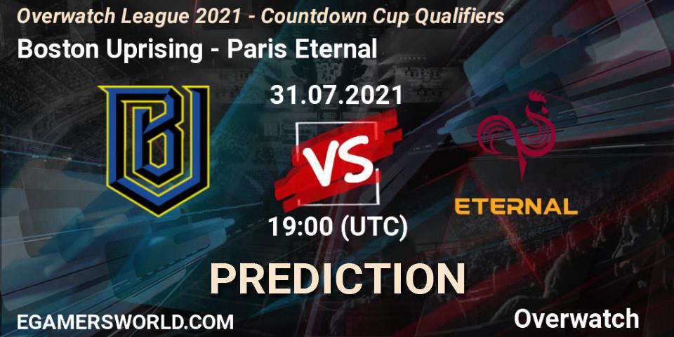Boston Uprising - Paris Eternal: прогноз. 31.07.21, Overwatch, Overwatch League 2021 - Countdown Cup Qualifiers