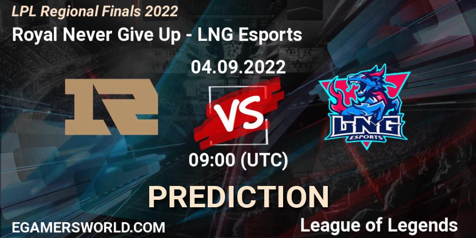 Royal Never Give Up - LNG Esports: прогноз. 04.09.22, LoL, LPL Regional Finals 2022