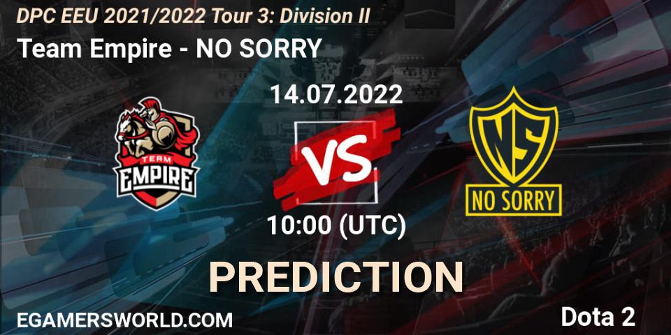 Team Empire - NO SORRY: прогноз. 14.07.22, Dota 2, DPC EEU 2021/2022 Tour 3: Division II