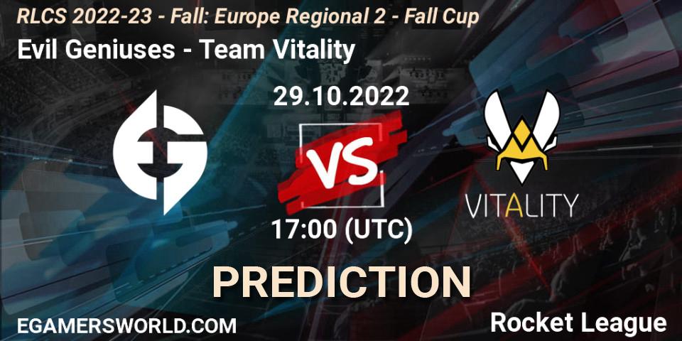 Evil Geniuses - Team Vitality: прогноз. 29.10.22, Rocket League, RLCS 2022-23 - Fall: Europe Regional 2 - Fall Cup