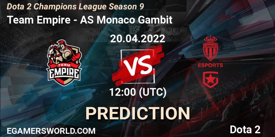 Team Empire - AS Monaco Gambit: прогноз. 20.04.22, Dota 2, Dota 2 Champions League Season 9
