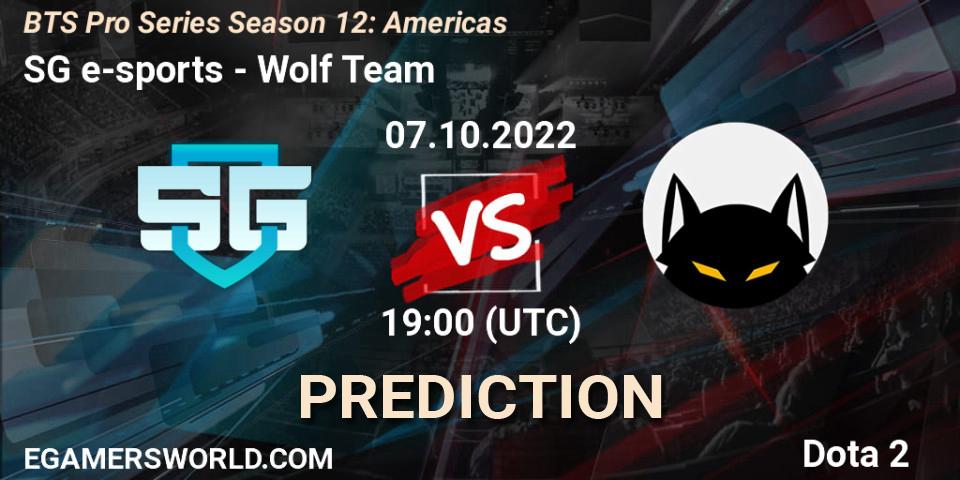 SG e-sports - Wolf Team: прогноз. 07.10.22, Dota 2, BTS Pro Series Season 12: Americas